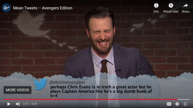Chris Evans - Celebrities Read Mean Tweets About Themselves (videos)