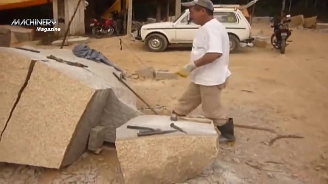 Как разбить камень с помощью клиньев и кувалды - Как раскалывают/распиливают камни вручную или с помощью машин